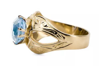 Vintage Stil Ring Aquamarin 14 Karat Gelbgold vrc135y